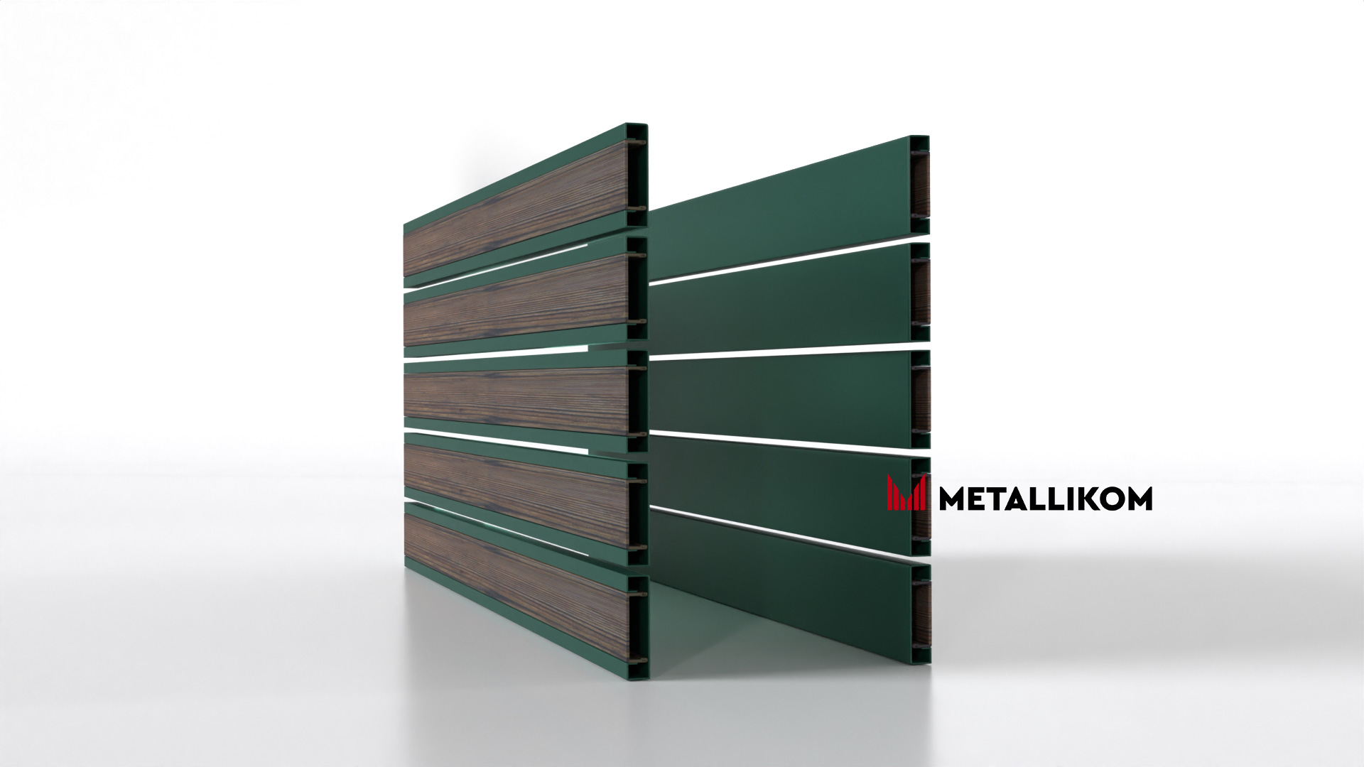Планкен для забора Printec под дерево 120 mm RAL 6005 – покрытие полиэстер, толщина 0,45 мм